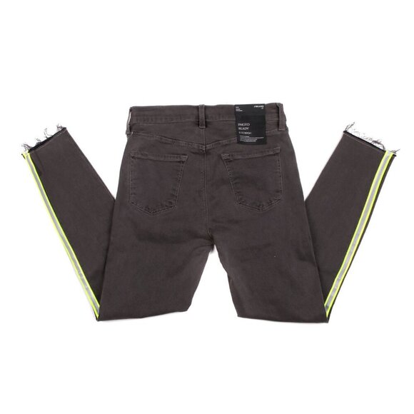 J BRAND 835 Crop Raw Hem Skinny Jeans Mid-Rise Black Grey Reflective Stripe 27 - Picture 8 of 10